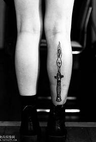 Leg sword tattoo pattern