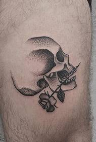 Patrón de tatuaje de rosa de erizo de punto de muslo