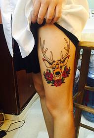 leg sheep head and flowers Small totem tattoo tattoo