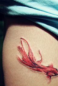 Leg Color Goldfish Tattoo Pattern