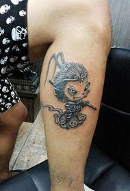 leg cute na bersyon ng Sun Wukong tattoo pattern