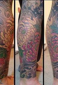 leg fashion big chrysanthemum tattoo pattern