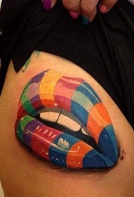 mode féminine jambe bonbons bouche tatouage image modèle d'appréciation