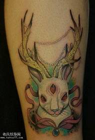 Leg classic antler rabbit tattoo pattern