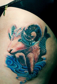 simpatico tatuaggio coscia Capricorno 39204- tatuaggio creativo della coscia a triangolo di personalità