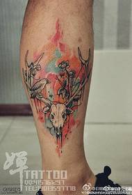 Теля аквареллю олень голову птаха татуювання візерунок
