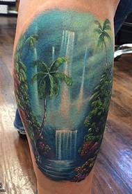 Ang sumbanan sa tattoo sa waterfall nga talan-awon sa Shank