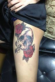 jalka ruusu kallo tatuointi malli