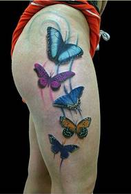 Oberschenkel Mode schöne Farbe Schmetterling Tattoo