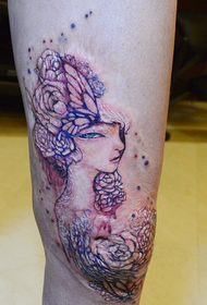 heldere mooie bloemenfee tattoo patroon