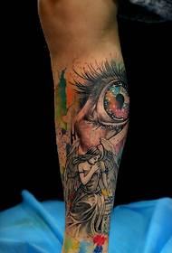 Engel und Augapfel Farbe Bein Tattoo Tattoo