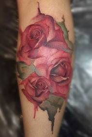 modello di tatuaggio rosa stile inchiostro di vitello