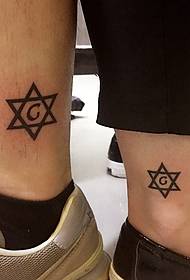 pāris kājas Personības modes sešstaru zvaigznes tetovējuma attēls