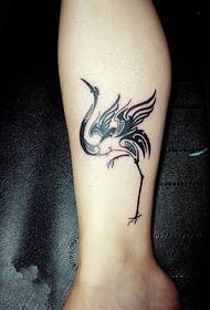 calf red-crowned crane fresh tattoo