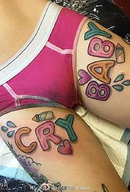 Modello di tatuaggio di carattere caramella coscia