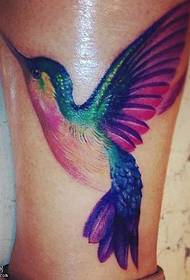 Модел за тетоважа со колибри за нозе