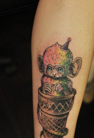 leg cute fashion little monkey tattoo pattern