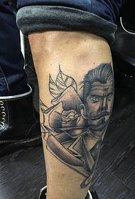 legged man portrait tattoo