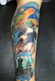 लेग रंग गोंडस लहान कुत्रा टॅटू चित्र