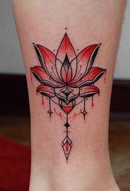акварел за ногу Слика тетоваже лотоса врло је лепа