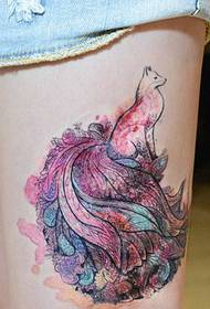 imatge de tatuatge de guineu amb personalitat del color de la cama