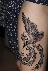 Suzaku černé a bílé tetování vzor