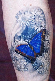 slika nogu 3D leptir cvijet tetovaža sliku