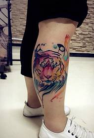 малък крак цветна тигрова татуировка на тигър 38515 - малка гъбичка татуировка снимка на крака е много сладка