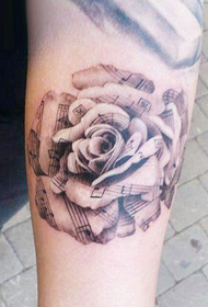 calf classic creative note rose tattoo