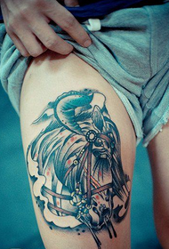modello di tatuaggio cavallo tendenza moda gamba