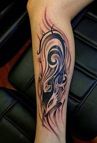 leg fox tattoo pattern