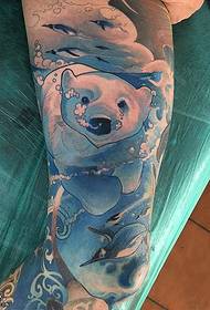 Нога класична насликана морска лав шема на тетоважи