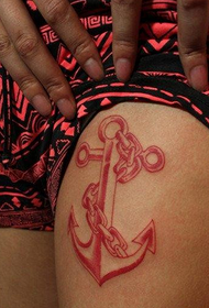 kvinnens ben vakker farge Anker tatoveringsbilde