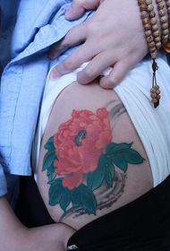 Thigh ink peony flower ግለሰብ ንቅሳት