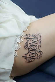 girls legs flower body English alphabet tattoo