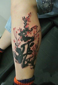 kalf pruim bloesem inkt tattoo patroon