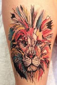 Modello del tatuaggio del leone dell'inchiostro dell'inchiostro sulla coscia 39734-gamba modello del tatuaggio dell'elefante del fumetto di colore