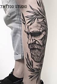 Crta uboda nogu uzorak tetovaže starca