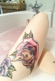 Female leg personality deer tattoo pattern picture