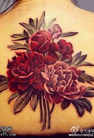 Motif de tatouage coloré de fleurs de pivoine