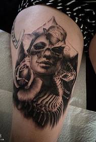 Modello di tatuaggio di bellezza scheletro coscia