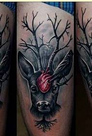Prilagođeni modni uzorak tetovaža glave od jelena za nogu kako biste uživali u slici
