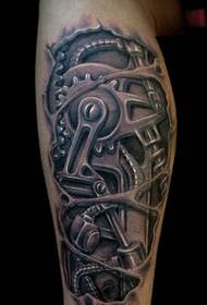 Tatuaggio meccanico 3d cool polpaccio uomo