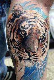 Men's legs classic fashion good looking colorful tiger head tattoo pictures