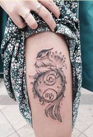Le gambe femminili modellano le belle immagini del modello del tatuaggio della costellazione