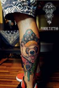 Cov yeeb yuj giant panda tattoo qauv duab nrog cwm pwm ntawm ob txhais ceg