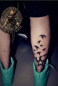 Personality legs fashion five-pointed star eagle tattoo picture picture
