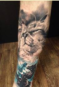 Mode-persoonlijkheid benen mooie kat tattoo patroon om van foto's te genieten