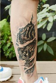 Immagine personalizzata del modello di tatuaggio meccanico 3D di moda gamba personalizzata