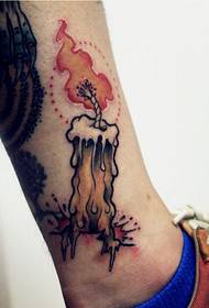 Fashion leg personality colorful candle tattoo pattern picture